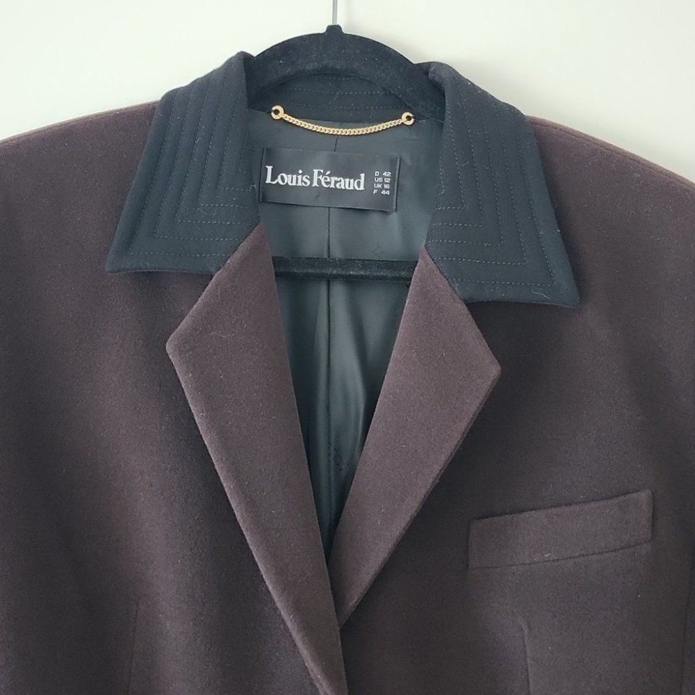 Louis Feraud Vintage Brown Cashmere Angora Single Breasted Blazer Jacket 12